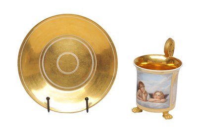 Lot 653 - A 19TH CENTURY KPM BERLIN PORCELAIN CUP AND SAUCER