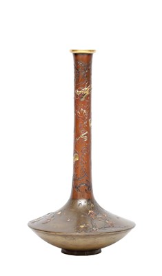 Lot 813 - A JAPANESE MEIJI PERIOD MIXED METAL BRONZE VASE