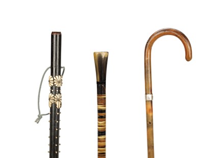 Lot 1451 - A COLLECTION OF THREE 19TH CENTURY WALKING CANES