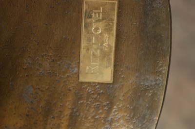 Lot 1561 - A PAIR OF BRONZED METAL SIDE TABLES WITH RITZ HOTEL PLAQUES TO THE UNDERSIDE