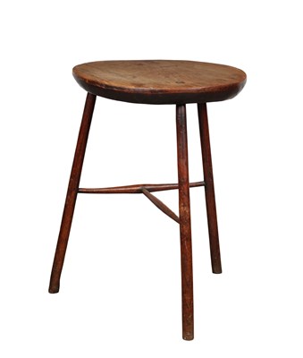 Lot 1657 - AN 18TH CENTURY PRIMITIVE ELM CRICKET TABLE
