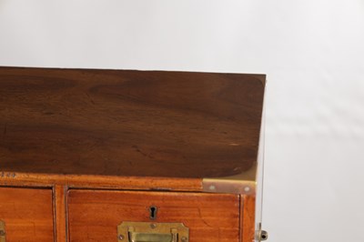 Lot 1491 - A 19TH CENTURY CAMPHOR WOOD CAMPAIGN CHEST OF DRAWERS