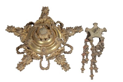 Lot 1043 - AN EARLY 19TH CENTURY GILT BRASS HANGING CHANDELIER CEILING LIGHT