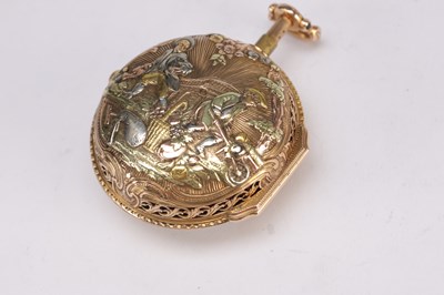 Lot 333 - ROBERT & PETER HIGGS, LONDON, AN EARLY GEORGE III GOLD PAIR CASE REPOUSSE HALF QUARTER REPEATING VERGE POCKET WATCH