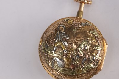 Lot 333 - ROBERT & PETER HIGGS, LONDON, AN EARLY GEORGE III GOLD PAIR CASE REPOUSSE HALF QUARTER REPEATING VERGE POCKET WATCH