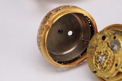 Lot 333 - ROBERT & PETER HIGGS, LONDON, AN EARLY GEORGE III GOLD PAIR CASE REPOUSSE HALF QUARTER REPEATING VERGE POCKET WATCH