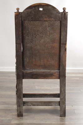 Lot 1543 - A 17TH CENTURY YORKSHIRE OAK WAINSCOT ARMCHAIR