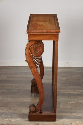 Lot 1497 - A REGENCY ROSEWOOD CONSOLE TABLE