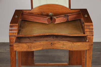 Lot 1531 - A REGENCY WALNUT WRITING DESK WITH GALLERIED BACK