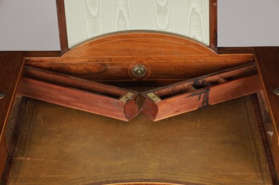 Lot 1531 - A REGENCY WALNUT WRITING DESK WITH GALLERIED BACK