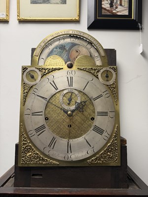 Lot 1259 - JOSEPH FINNEY, LIVERPOOL. A GEORGE III FIGURED MAHOGANY MUSICAL LONGCASE CLOCK