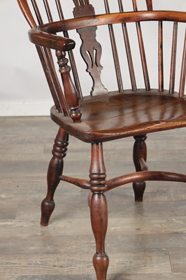 Lot 1502 - TWO YEW WOOD LOW-BACK WINDSOR ARMCHAIRS