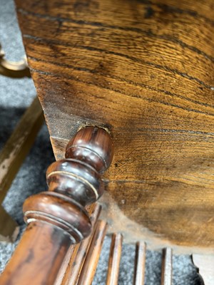 Lot 1502 - TWO YEW WOOD LOW-BACK WINDSOR ARMCHAIRS