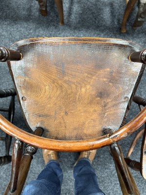 Lot 1502 - TWO YEW WOOD LOW-BACK WINDSOR ARMCHAIRS