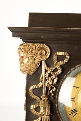 Lot HÉMON OF PARIS. A LARGE MID 19TH CENTURY FRENCH BRONZE, ORMOLU AND SIENNA MARBLE MANTEL CLOCK