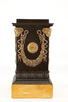 Lot HÉMON OF PARIS. A LARGE MID 19TH CENTURY FRENCH BRONZE, ORMOLU AND SIENNA MARBLE MANTEL CLOCK