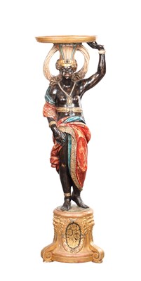 Lot A CARVED AND POLYCHROME PAINTED WOOD BLACKAMOOR JARDINIERE STAND