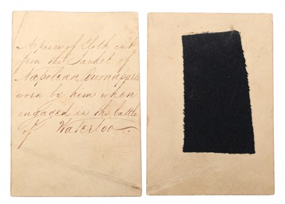 Lot A NAPOLEONIC CLOTH FRAGMENT FROM THE JACKET OF NAPOLEON