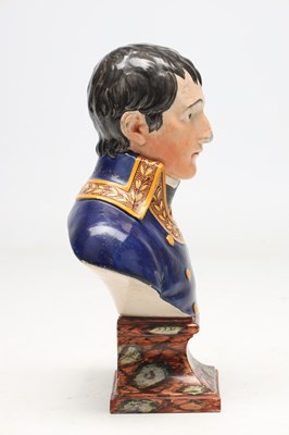 Lot A LATE 19TH CENTURY STAFFORDSHIRE PEARLWARE BUST OF NAPOLEON BONAPARTE