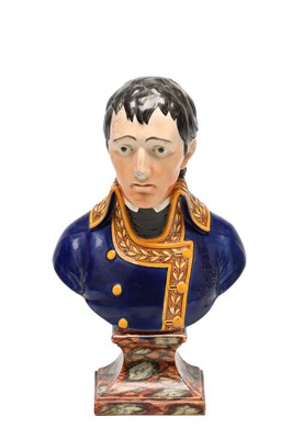 Lot A LATE 19TH CENTURY STAFFORDSHIRE PEARLWARE BUST OF NAPOLEON BONAPARTE