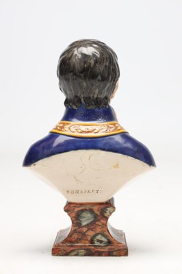 Lot A LATE 19TH CENTURY STAFFORDSHIRE PEARLWARE BUST OF NAPOLEON BONAPARTE