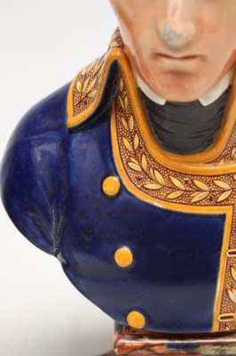 Lot A LATE 19TH CENTURY STAFFORDSHIRE PEARLWARE BUST OF NAPOLEON BONAPARTE