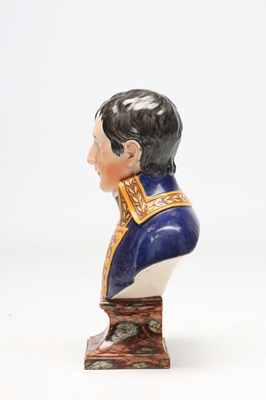 Lot A LATE 19TH CENTURY STAFFORDSHIRE PEARLWARE BUST OF NAPOLEON BONAPARTE