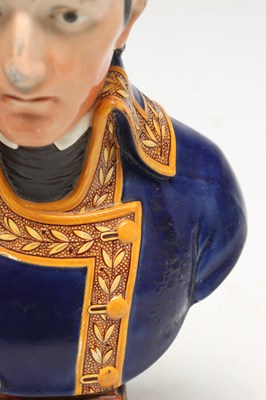 Lot A LATE 19TH CENTURY STAFFORDSHIRE PEARLWARE BUST OF NAPOLEON BONAPARTE