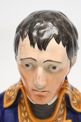 Lot A LATE 19TH CENTURY STAFFORDSHIRE PEARLWARE BUST OF NAPOLEON BONAPARTE