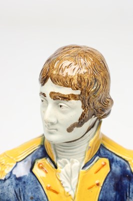 Lot AN EARLY 19TH CENTURY STAFFORDSHIRE PEARLWARE POLYCHROME DECORATED BUST OF NAPOLEON BONAPARTE