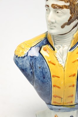 Lot AN EARLY 19TH CENTURY STAFFORDSHIRE PEARLWARE POLYCHROME DECORATED BUST OF NAPOLEON BONAPARTE