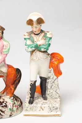 Lot A COLLECTION OF LATE 19TH CENTURY STAFFORDSHIRE POTTERY FIGURES OF NAPOLEON BONAPARTE AND THE DUKE OF WELLINGTON