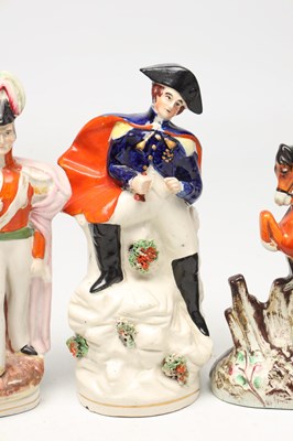 Lot A COLLECTION OF LATE 19TH CENTURY STAFFORDSHIRE POTTERY FIGURES OF NAPOLEON BONAPARTE AND THE DUKE OF WELLINGTON