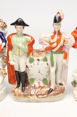 Lot A COLLECTION OF LATE 19TH CENTURY STAFFORDSHIRE POTTERY FIGURES OF NAPOLEON BONAPARTE AND THE DUKE OF WELLINGTON