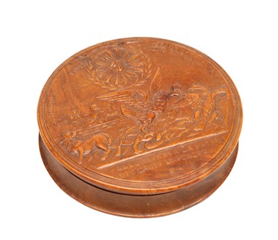 Lot A 19TH CENTURY FRENCH PRESSED WOOD SNUFF BOX