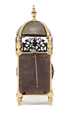 Lot PETER CLOSON, NEAR HOLBORNE BRIDGE, LONDON A FIRST PERIOD BRASS STRIKING LANTERN CLOCK