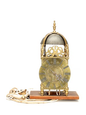 Lot 93 - JOSEPH WINDMILLS, LONDON. A WILLIAM AND MARY STRIKING LANTERN CLOCK