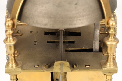 Lot 93 - JOSEPH WINDMILLS, LONDON. A WILLIAM AND MARY STRIKING LANTERN CLOCK