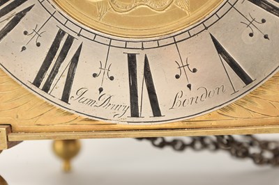 Lot JAMES DRURY, LONDON. A LATE 17TH CENTURY VERGE WINGED LANTERN CLOCK