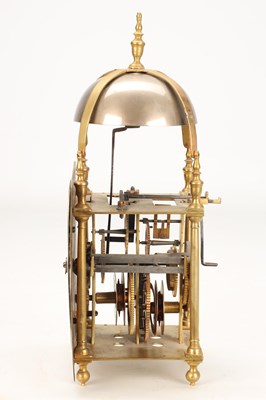Lot JOSEPH MARTIN, SPRINGFIELD (ESSEX). A WILLIAM AND MARY SQUARE DIAL STRIKING LANTERN CLOCK