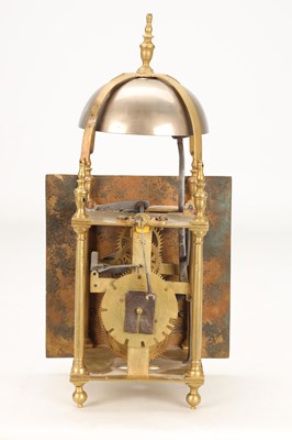Lot JOSEPH MARTIN, SPRINGFIELD (ESSEX). A WILLIAM AND MARY SQUARE DIAL STRIKING LANTERN CLOCK