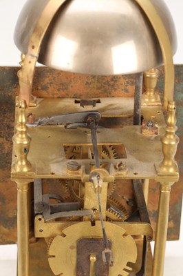 Lot JOSEPH MARTIN, SPRINGFIELD (ESSEX). A WILLIAM AND MARY SQUARE DIAL STRIKING LANTERN CLOCK