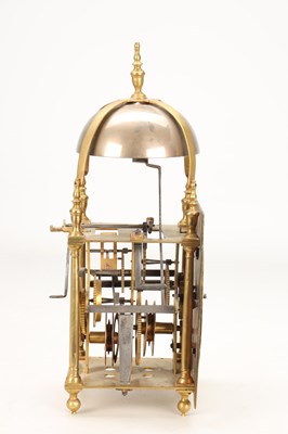 Lot JOSEPH MARTIN, SPRINGFIELD (ESSEX). A WILLIAM AND MARY SQUARE DIAL STRIKING LANTERN CLOCK