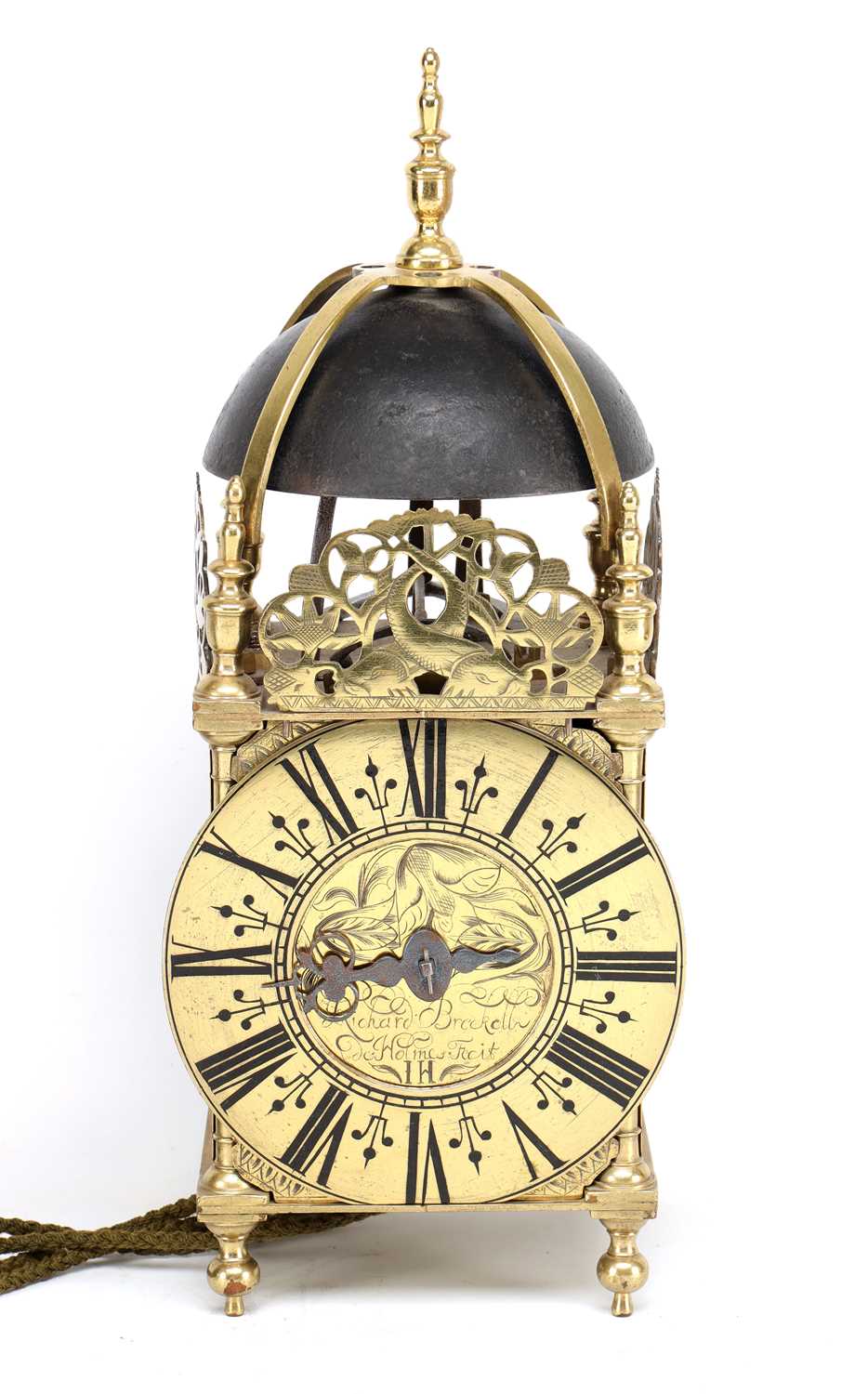 Lot RICHARD BRECKEL, HOLMES, LANCASTER A RARE LATE 17TH CENTURY BRASS LANCASHIRE STRIKING LANTERN CLOCK