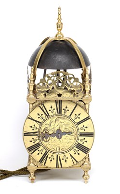 Lot RICHARD BRECKEL, HOLMES, LANCASTER A RARE LATE 17TH CENTURY BRASS LANCASHIRE STRIKING LANTERN CLOCK