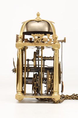 Lot JOSEPH KNIBB, LONDON. A WILLIAM AND MARY MINIATURE STRIKING VERGE LANTERN CLOCK