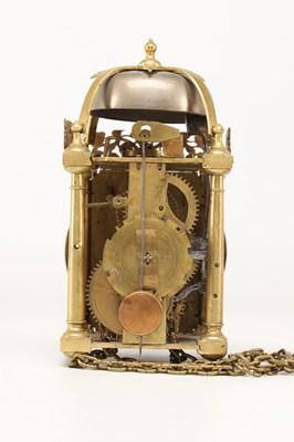 Lot JOSEPH KNIBB, LONDON. A WILLIAM AND MARY MINIATURE STRIKING VERGE LANTERN CLOCK