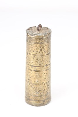 Lot 182 - A RARE MID-17TH CENTURY ENGLISH BRASS SECOND PERIOD STRIKING LANTERN CLOCK WITH PIERCED DIAL CENTRE, CIRCA 1655