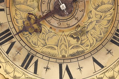 Lot THOMAS KNIGHT, LONDON. A 17TH CENTURY BRASS VERGE STRIKING LANTERN CLOCK WITH ALARM