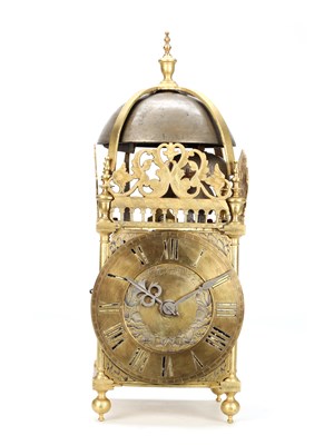 Lot RICHARD AMES, LONDON A RARE 17TH CENTURY QUARTER CHIMING LANTERN CLOCK